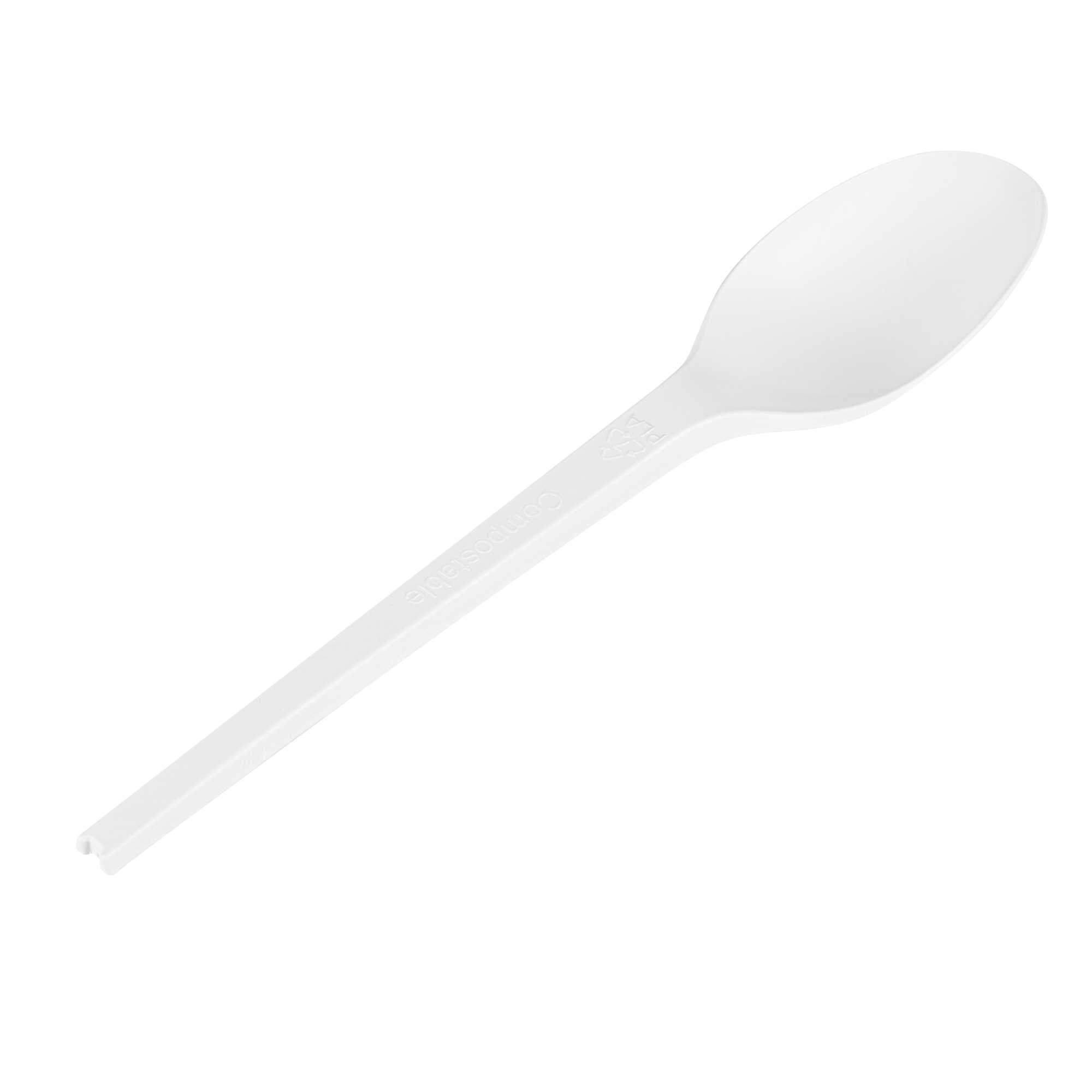 Basic Nature White CPLA Plastic Spoon - Heat-Resistant, Compostable - 6 1/2" x 1 1/4" x 1/2" - 2000 count box