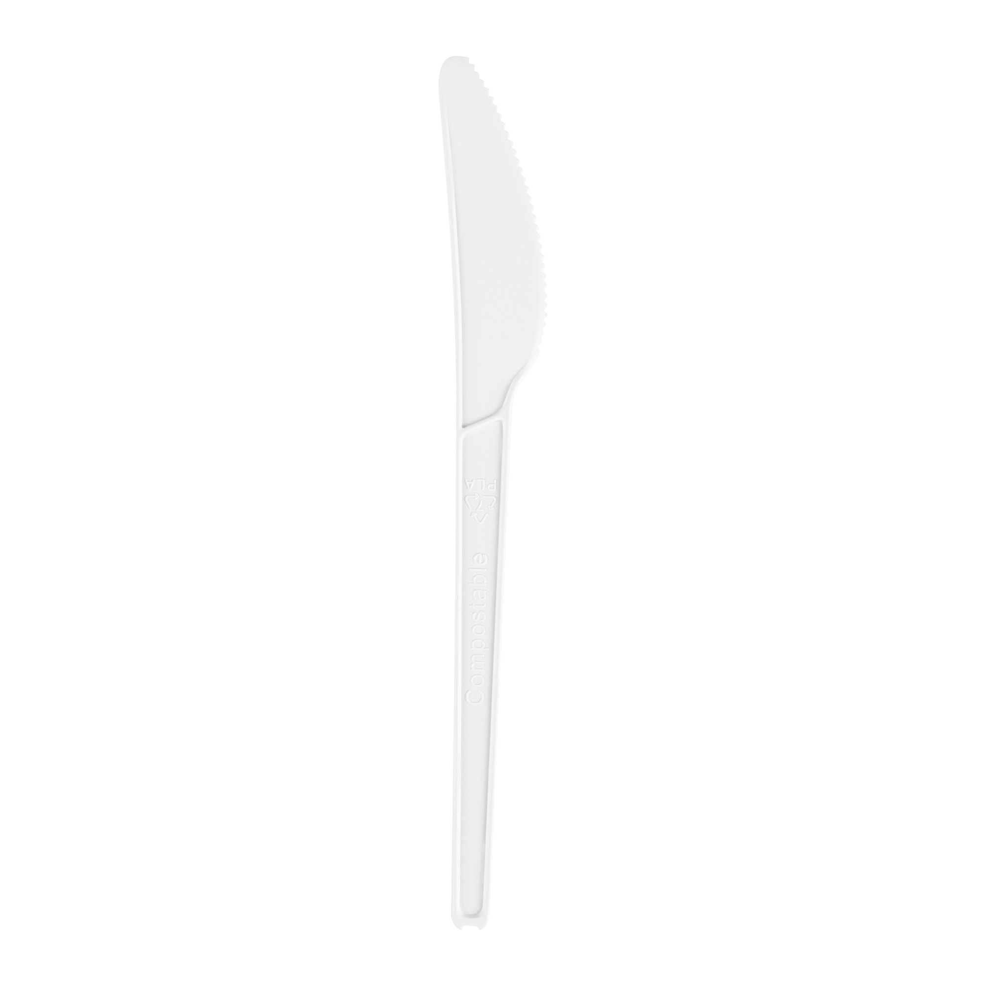 Basic Nature White CPLA Plastic Knife - Heat-Resistant, Compostable - 6 1/2" x 1/2" - 2000 count box