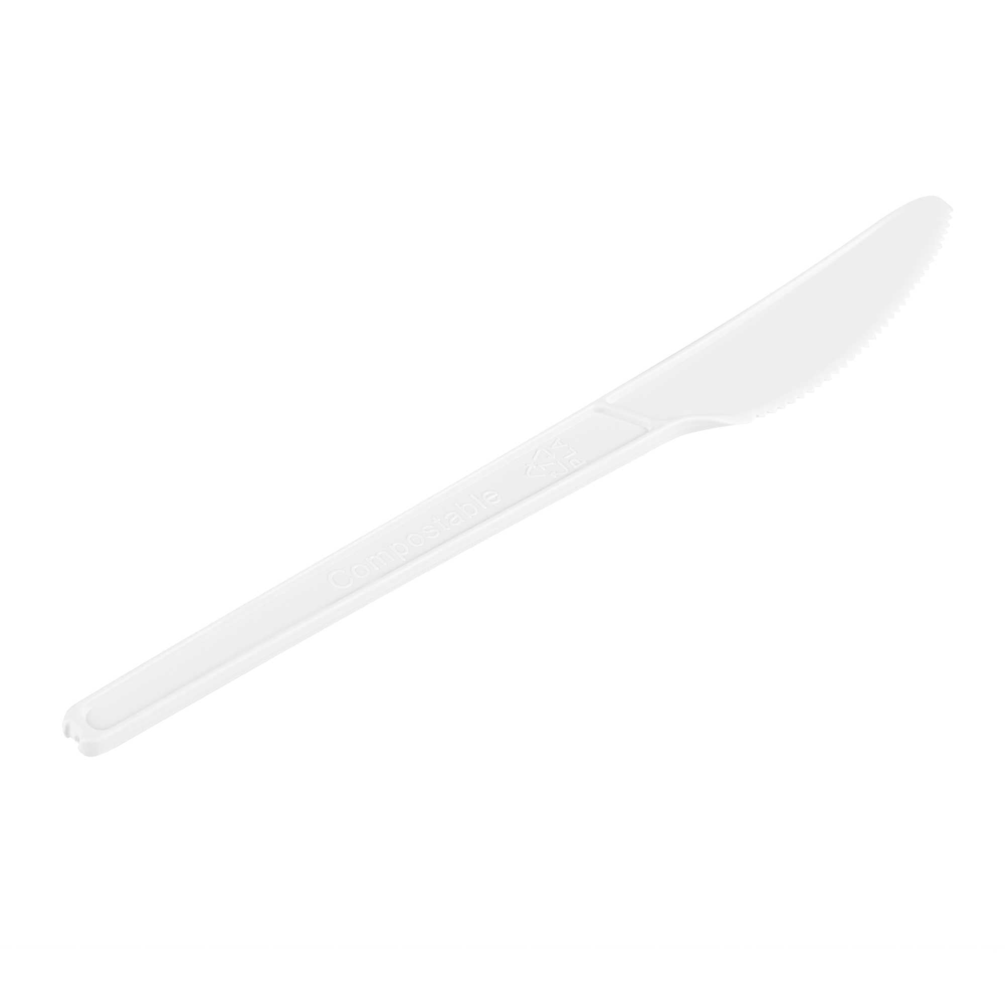 Basic Nature White CPLA Plastic Knife - Heat-Resistant, Compostable - 6 1/2" x 1/2" - 2000 count box
