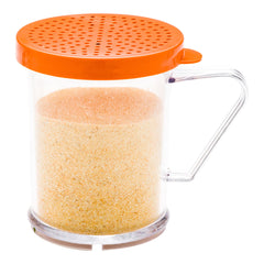 RW Base 10 oz Clear Polycarbonate Dredge Spice Shaker - with Rose Medium Lid - 4 3/4