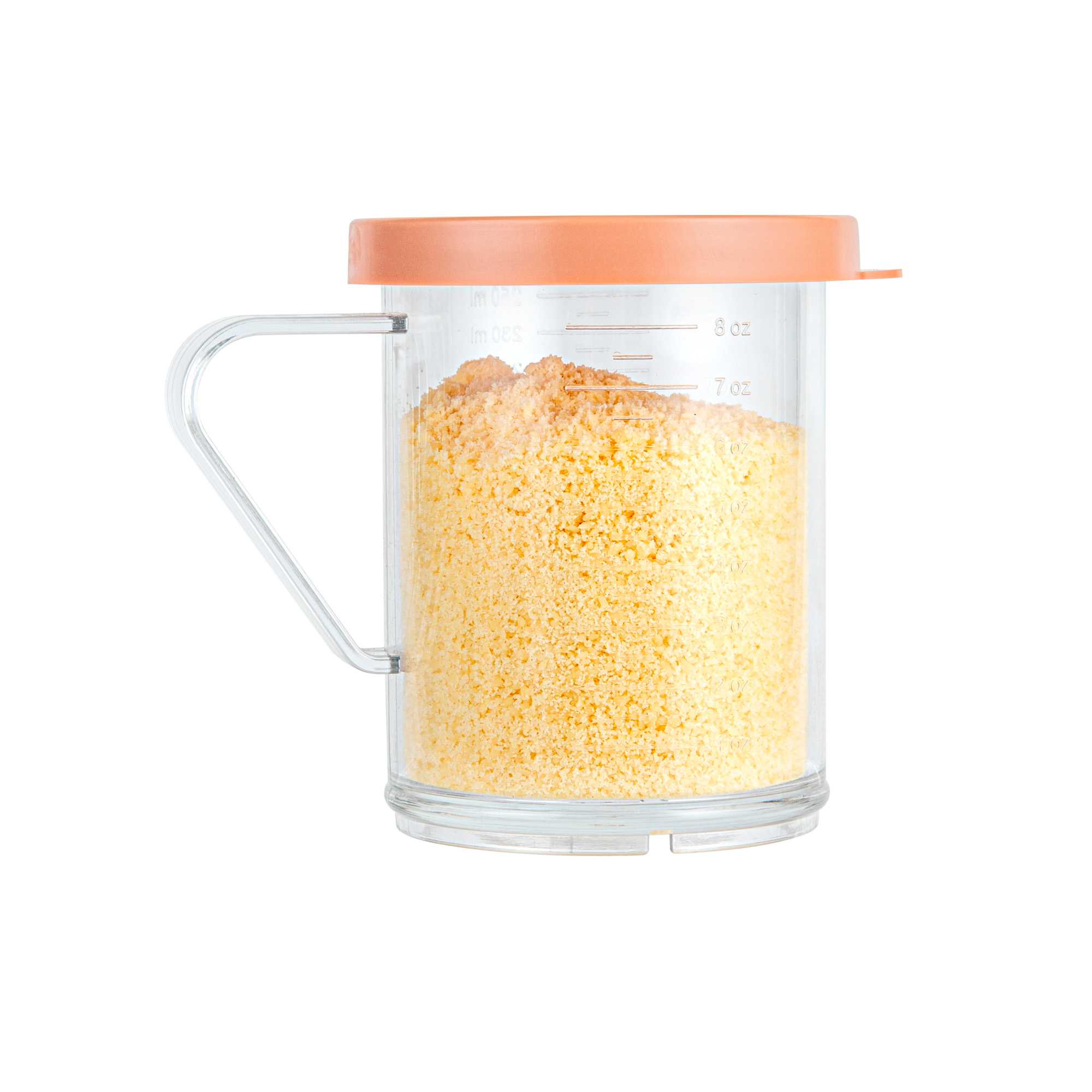 Chef 101 10 oz Clear Polycarbonate Dredge Spice Shaker - with Rose Medium Lid - 4 3/4" x 3 1/4" x 4" - 72 count box