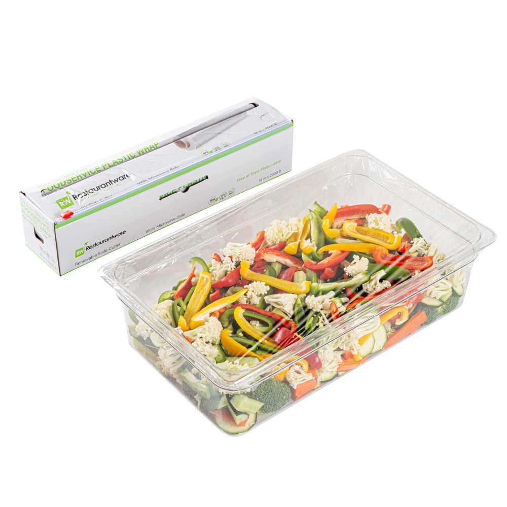 Chef 101 Clear Plastic Foodservice Food Wrap - BPA-Free, Microwave-Safe - 18" x 2000' - 4 count box