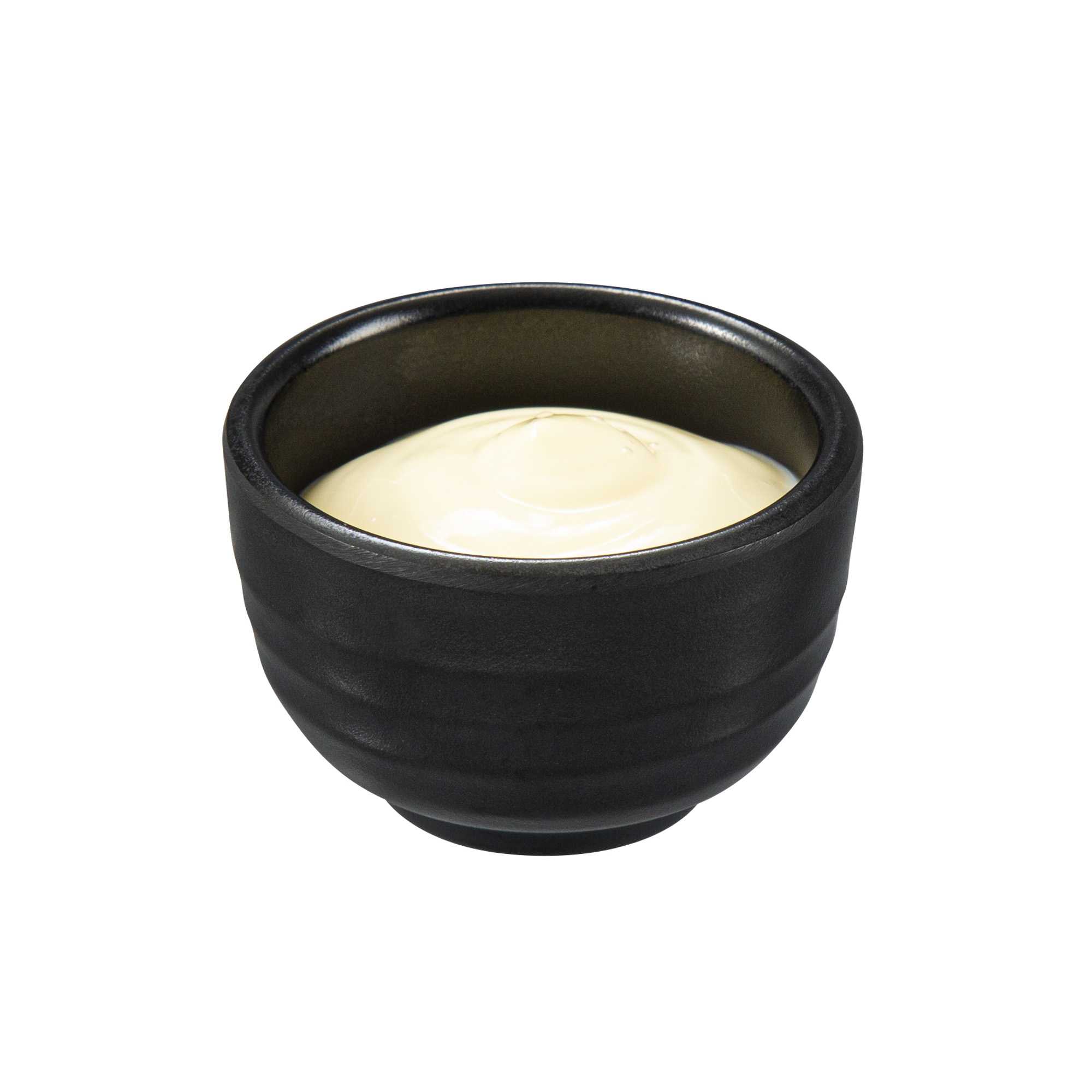 Voga 2 oz Round Black Melamine Condiment Cup - Japonais - 2 1/2" x 2 1/2" x 1 1/2" - 10 count box