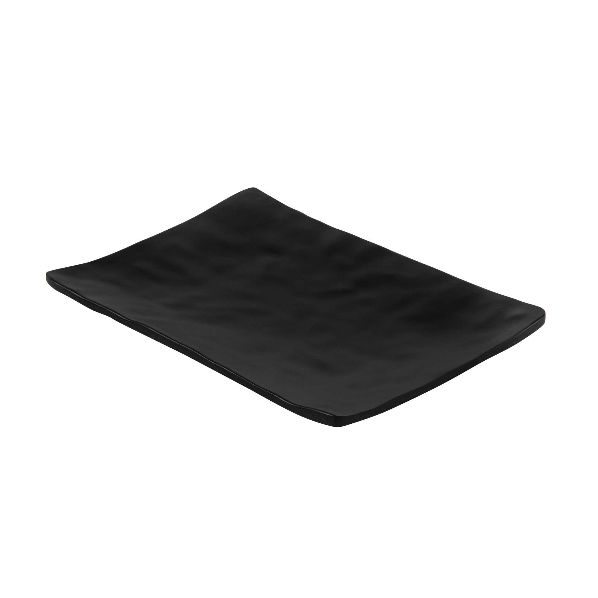 Voga Rectangle Black Melamine Small Plate - Japonais, Faux Slate - 7 3/4" x 5 1/2" - 4 count box