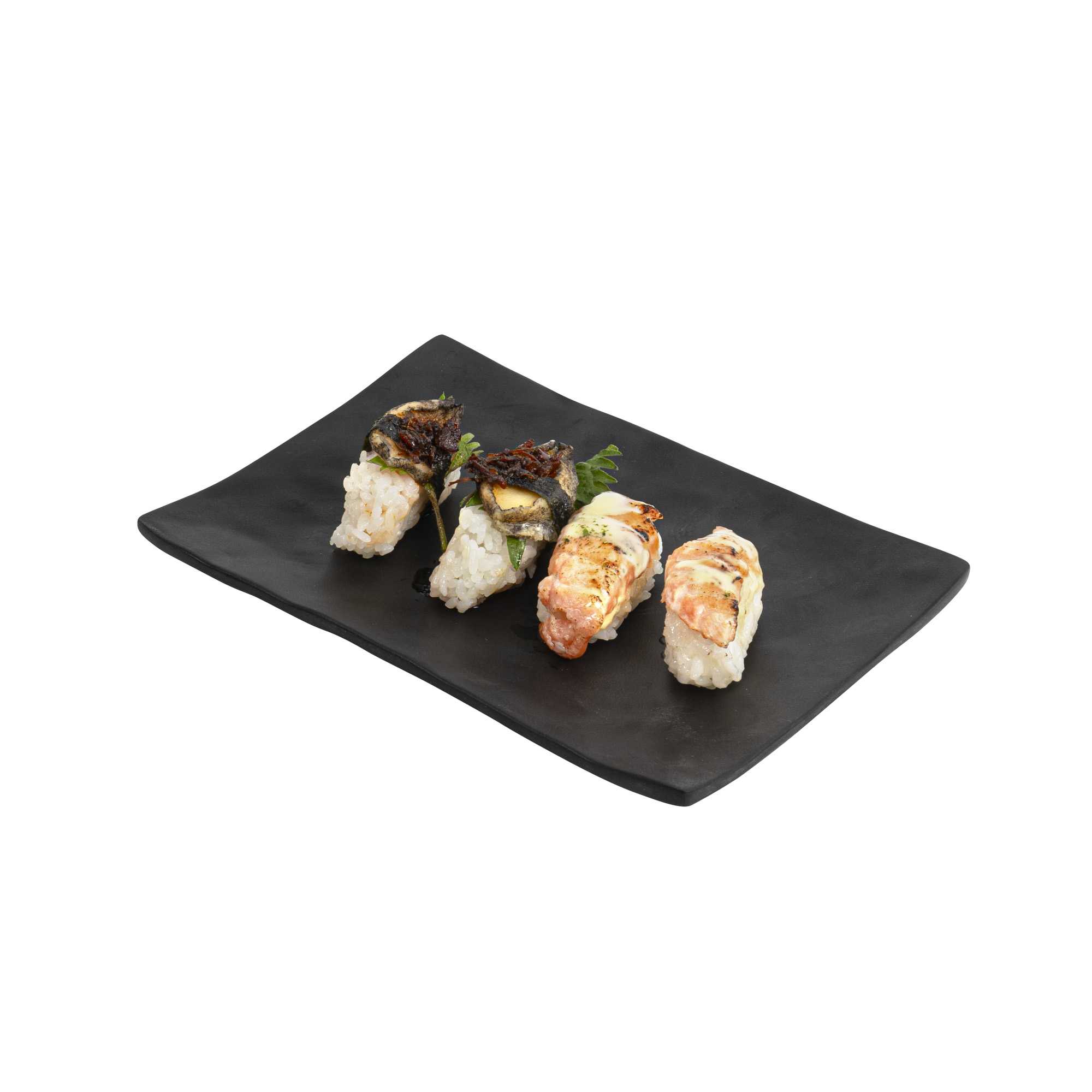 Voga Rectangle Black Melamine Small Plate - Japonais, Faux Slate - 7 3/4" x 5 1/2" - 4 count box