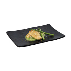 Voga Rectangle Black Melamine Medium Plate - Japonais , Faux Slate - 9 3/4