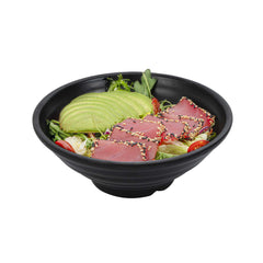 Voga 27 oz Round Black Melamine Large Bowl - Japonais, Faux Stone - 7 3/4