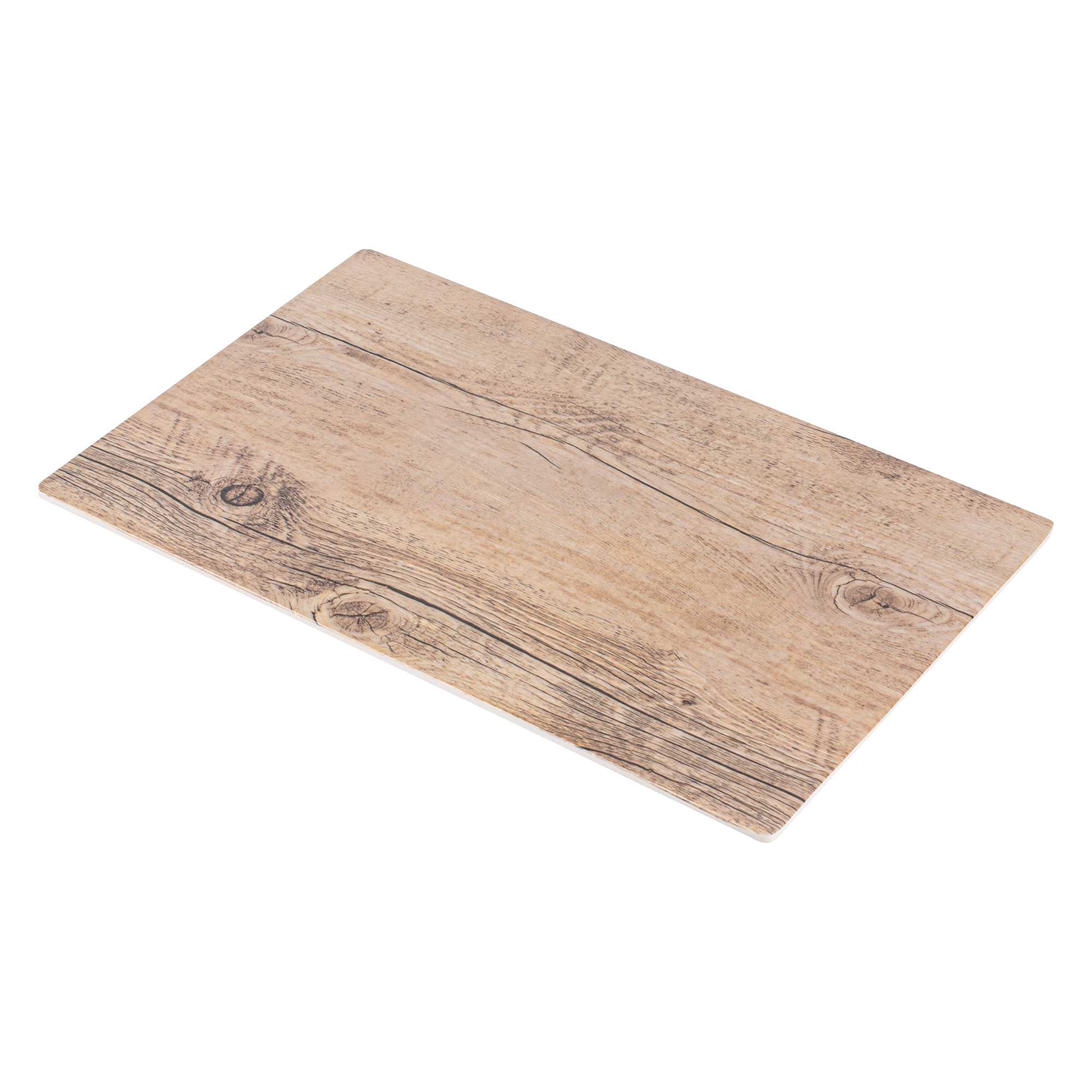 Voga Countryside Brown Melamine Serving Board - Faux Wood - 16" x 10" x 1/2" - 20 count box