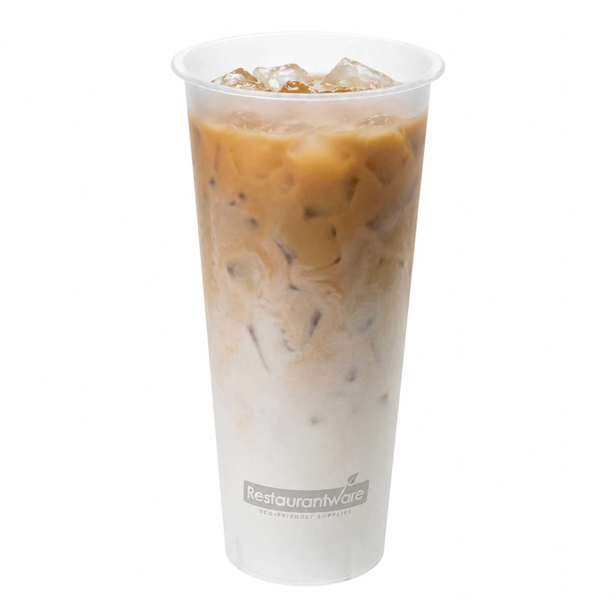 Bev Tek 24 oz Round Frosted Clear Plastic Hot / Cold Drinking Cup - 3 1/2" x 3 1/2" x 7" - 100 count box