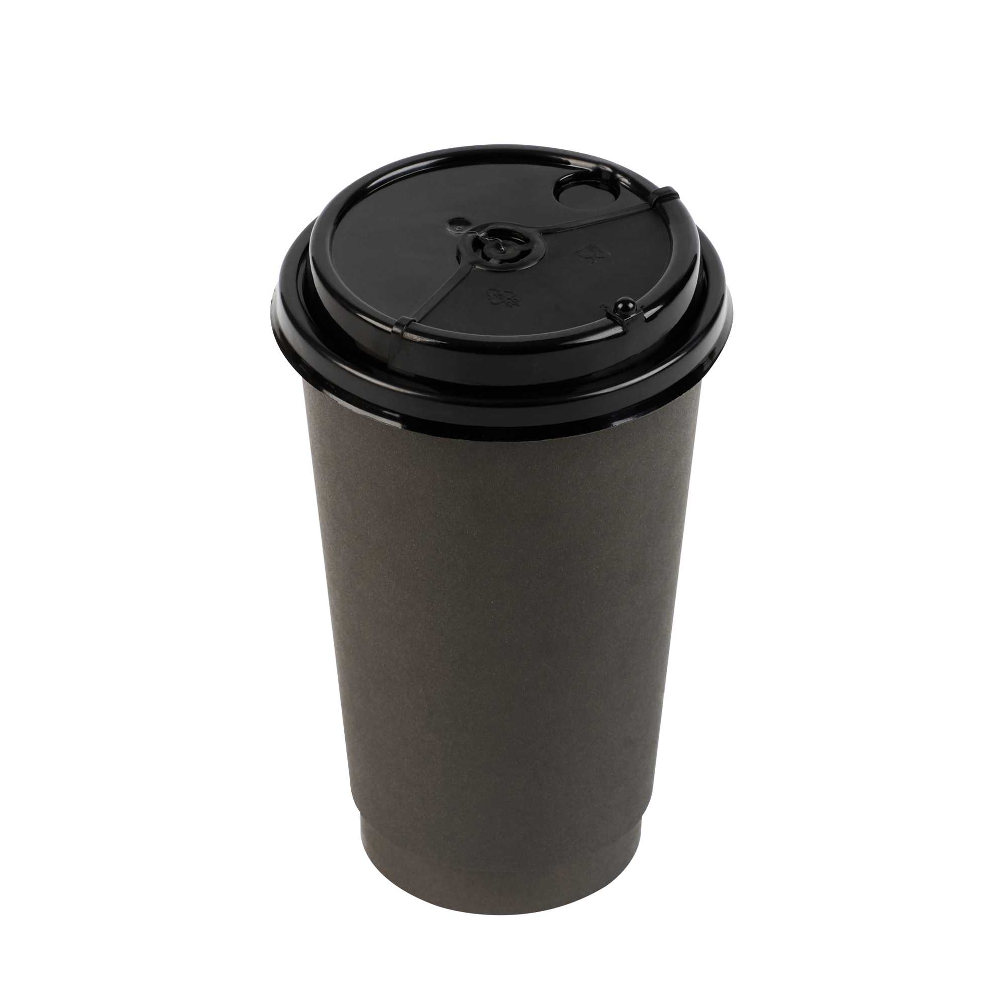 Bev Tek Black Plastic 2-in-1 Straw or Sip Coffee Cup Lid - Fits 8, 12, 16 and 20 oz - 100 count box