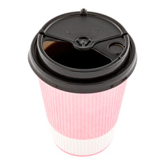 Black Plastic 2-in-1 Straw or Sip Coffee Cup Lid - Fits 8, 12, 16 and 20 oz - 100 count box