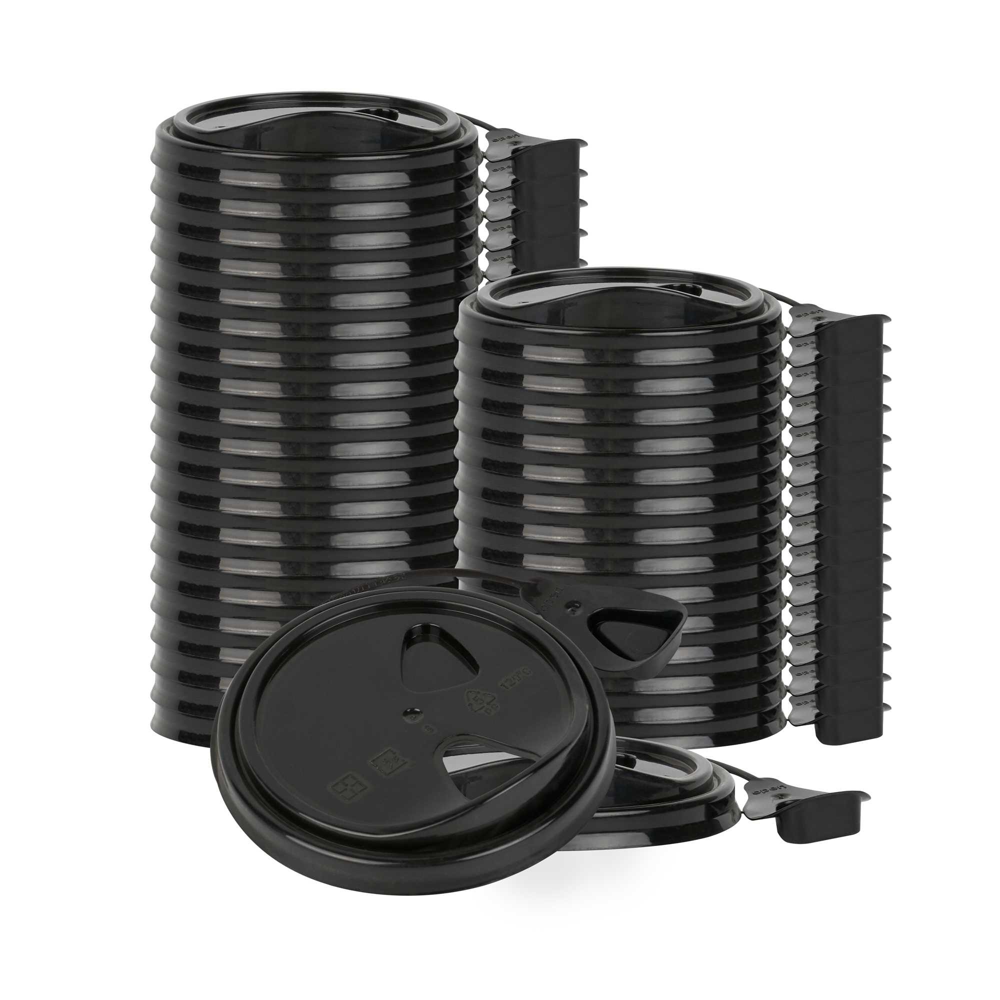 Bev Tek Black Plastic Pop Lock Coffee Cup Lid - Fits 8, 12, 16 and 20 ...