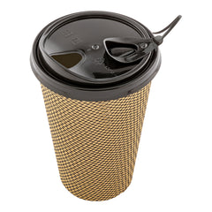 Black Plastic Pop Lock Coffee Cup Lid - Fits 8, 12, 16 and 20 oz - 100 count box