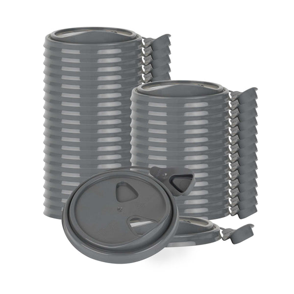 Bev Tek Gray Plastic Pop Lock Coffee Cup Lid - Fits 8, 12, 16 and