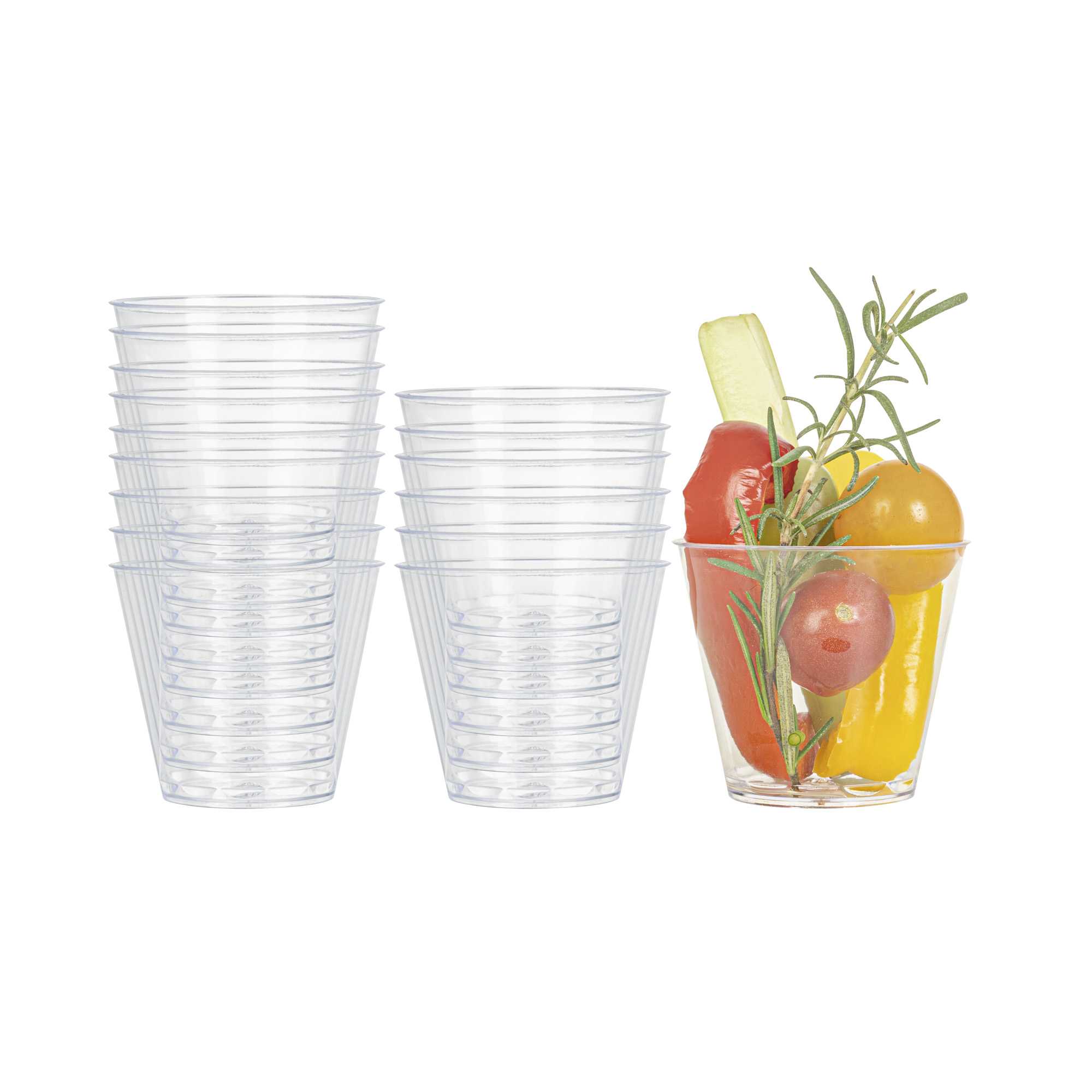 Mini Serve 4 oz Round Clear Plastic Arco Dessert Cup - 2 1/2" x 2 1/2" x 2 1/4" - 1200 count box