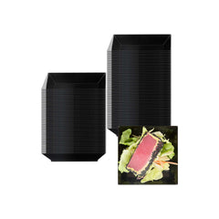 Mini Serve Square Black Plastic Small Modern Plate - 4