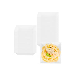 Mini Serve Square White Plastic Small Modern Plate - 4