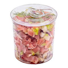 4 oz Round Clear Plastic Tin Can - with Lid - 2 1/2