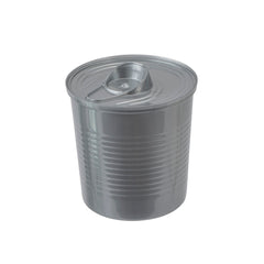 Mini Serve 4 oz Round Silver Plastic Tin Can - with Lid - 2 1/2