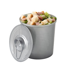 4 oz Round Silver Plastic Tin Can - with Lid - 2 1/2