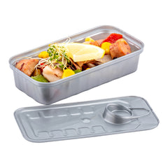 2 oz Rectangle Silver Plastic Tin Can - with Lid - 4