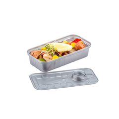 Mini Serve 2 oz Rectangle Silver Plastic Tin Can - with Lid - 4