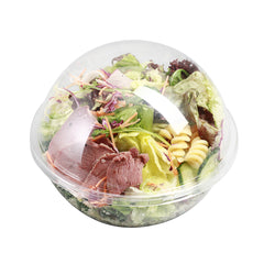 Thermo Tek 28 oz Clear Plastic Sphere Salad Container - with Dome Lid - 6 1/2