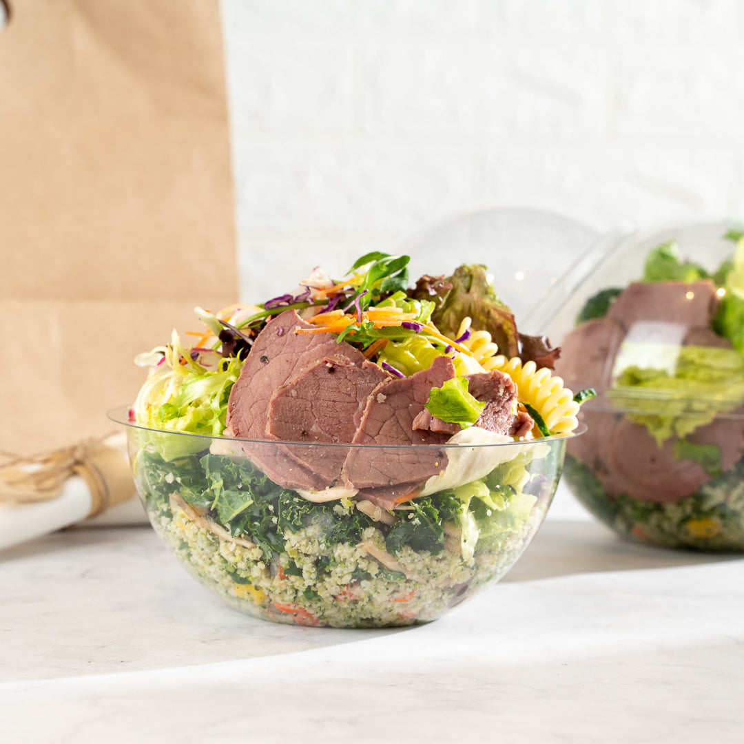 Sphere Containers Thermo Tek 28 oz Clear Plastic Sphere Salad Container - with Dome Lid ...