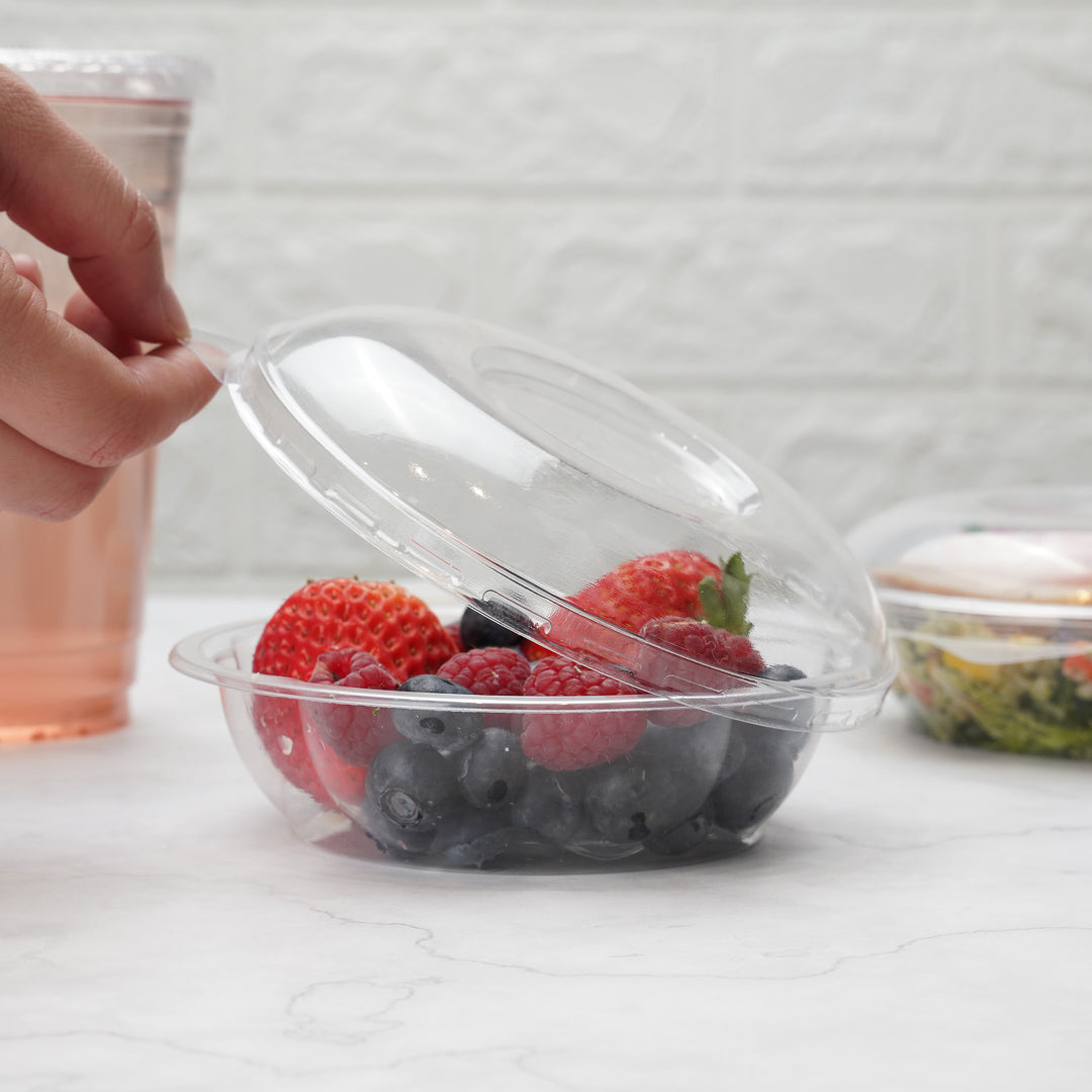 Thermo Tek Clear Plastic Ergo-Grip Bowl Lid - Fits 8 / 12 / 16 oz - 500 count box