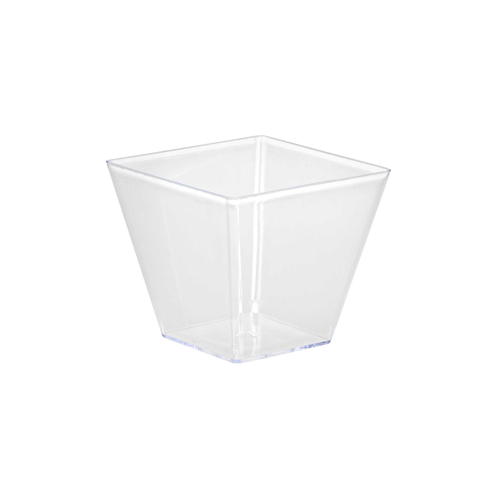 Mini Serve 4 oz Square Clear Plastic Small Kova Cup - 2 1/4" x 2 1/4" x 2" - 1200 count box