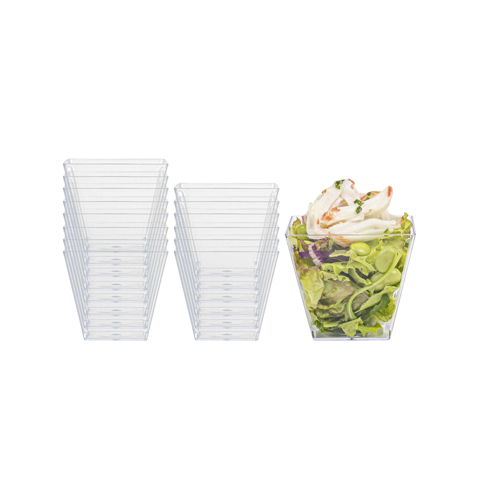 Mini Serve 4 oz Square Clear Plastic Small Kova Cup - 2 1/4" x 2 1/4" x 2" - 1200 count box
