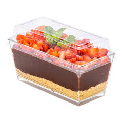 5 oz Rectangle Clear Plastic Cake / Dessert Container - with Lid - 4