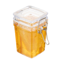 3 oz Square Clear Plastic Nostalgic Mason Jar - with Clamp Lid - 2 1/2