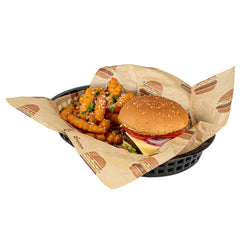 Oval Black Plastic Fast Food Serving Basket - 10 1/2
