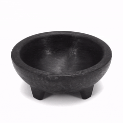 Chef 101 4 oz Round Black Thermal Plastic Molcajete Bowl - 4