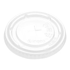 Zero Waste Round Clear PLA Plastic Flat Lid - Fits 9, 12, 16 and 20 oz Drinking Cup, Compostable - 1000 count box