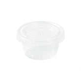 Chef 101 Round Clear Plastic Portion Cup Lid - Fits 0.8 and 1 oz - 1 3/4" x 1 3/4" x 1/4" - 2000 count box