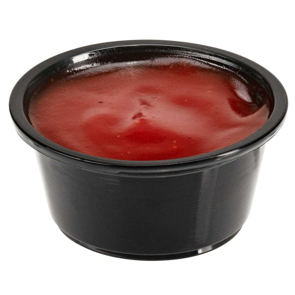Chef 101 2 oz Round Black Plastic Portion Cup - 2 1/2