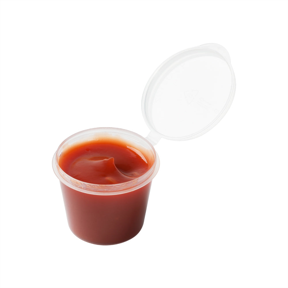 Chef 101 1 oz Clear Plastic Portion Cup - with Hinged Lid - 1 1/2" x 1 1/2" x 1 1/4" - 2000 count box