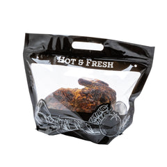 Bag Tek Black Plastic Rotisserie Chicken / Hot Food Bag - Hot & Fresh - 12 3/4