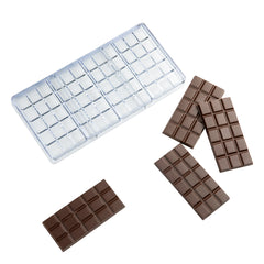Pastry Tek Polycarbonate Break-Apart Chocolate Bar Mold - 4-Compartment - 10 count box