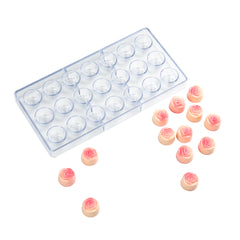 Pastry Tek Polycarbonate Rose Candy / Chocolate Mold - 21-Compartment - 10 count box