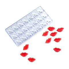 Pastry Tek Polycarbonate Sexy Lips Candy / Chocolate Mold - 21-Compartment - 1 count box