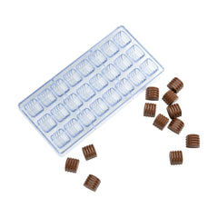 Pastry Tek Polycarbonate Ridged Cylinder Candy / Chocolate Mold - 24-Compartment - 10 count box