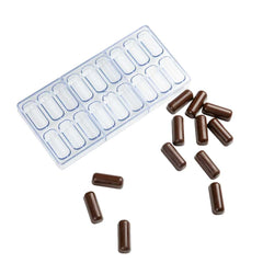Pastry Tek Polycarbonate Oblong Candy / Chocolate Mold - 18-Compartment - 40 count box