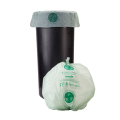 Basic Nature 8 gal Green Plastic Trash Can Liner - Compostable - 100 count box