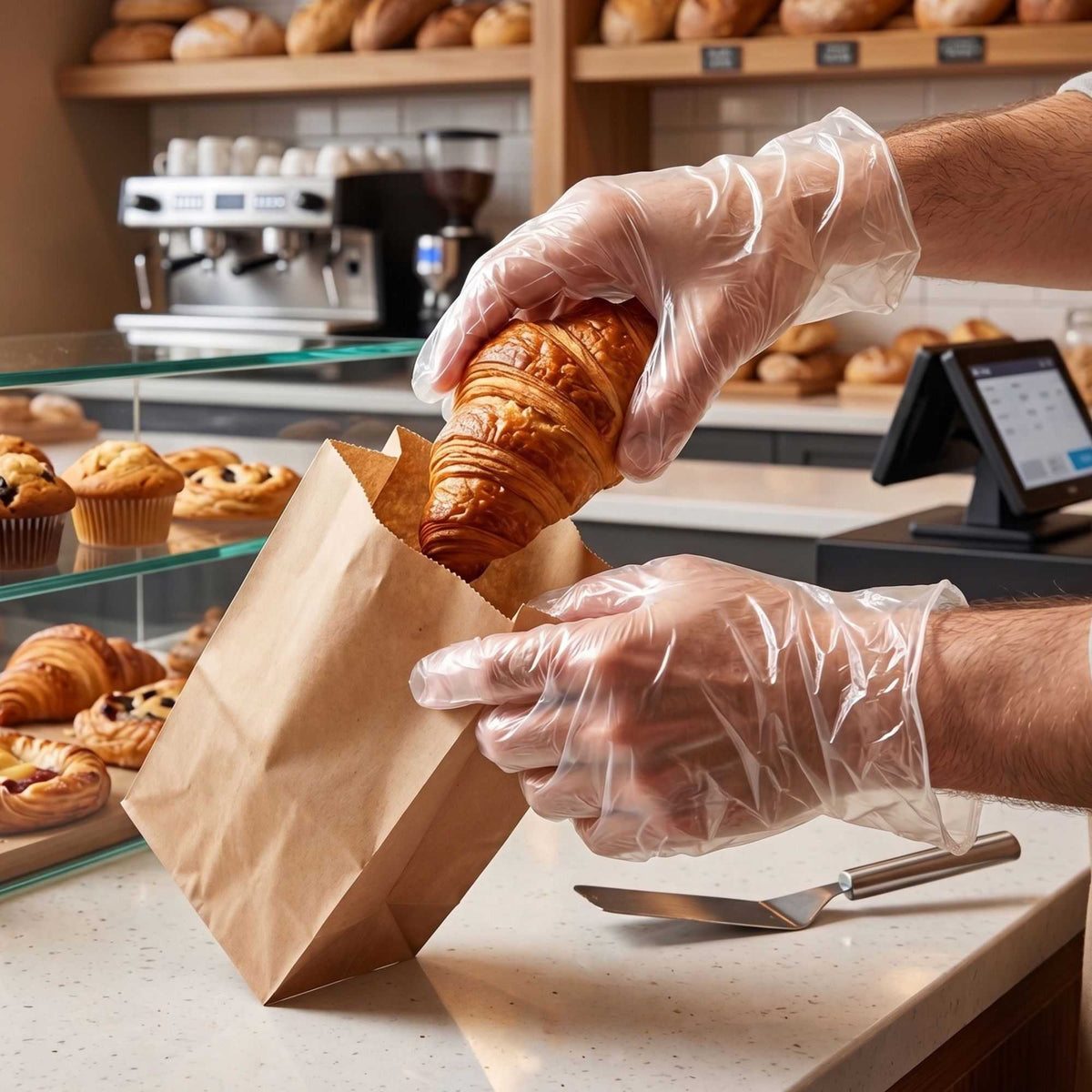 Eco Serve Clear Plastic Large Compostable Gloves - Powder-Free - 11 1/2" x 10 1/4" - 1000 count box