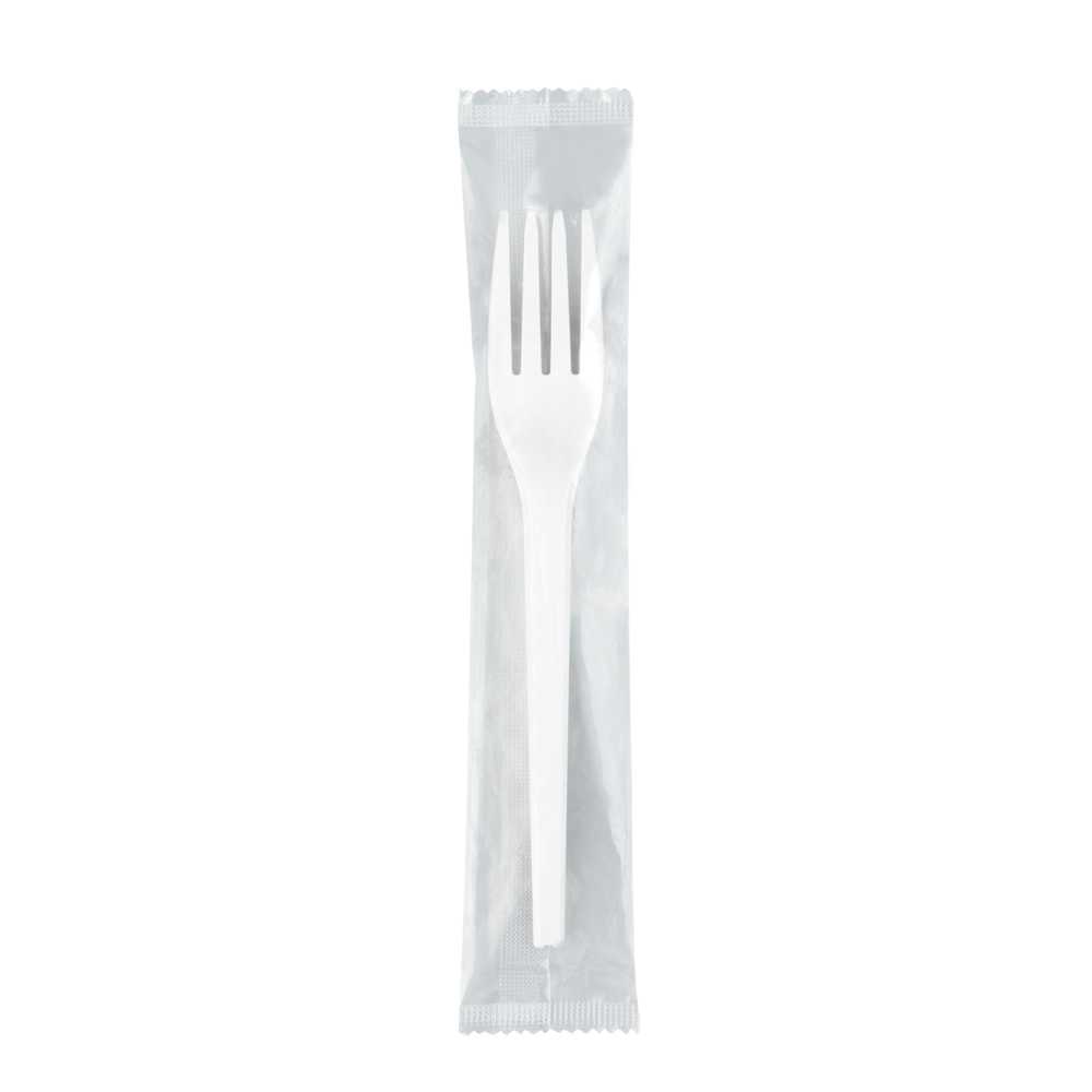 Basic Nature White CPLA Plastic Fork - Wrapped, Heat-Resistant, Compostable - 6 1/2" - 2000 count box