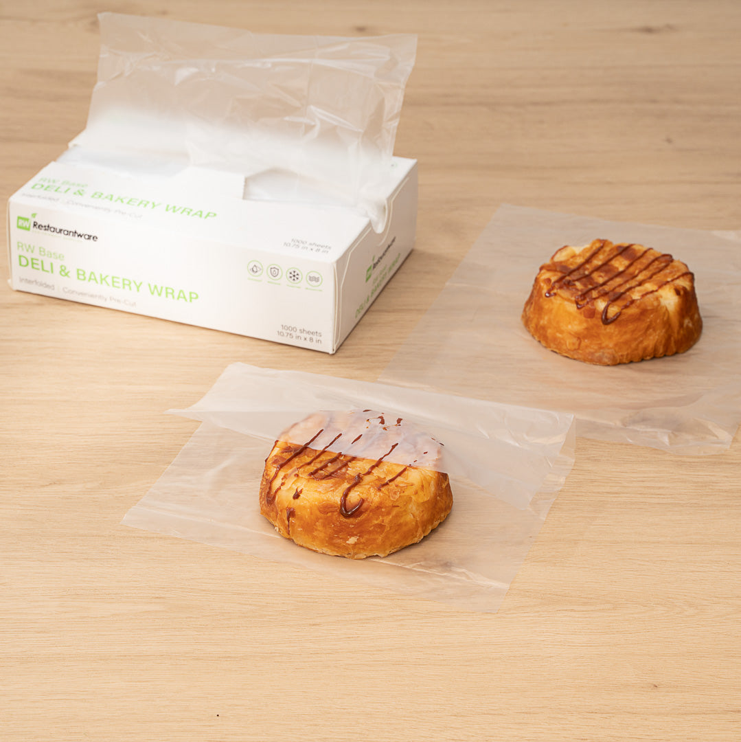 Rectangular Plastic Wrapper Chef 101 Rectangle Plastic Interfolded Deli and Bakery Wrap - 10 3/4