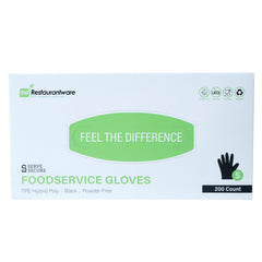 Serve Secure Black TPE Hybrid Plastic Small Foodservice Glove - Latex Free, Powder Free - 10